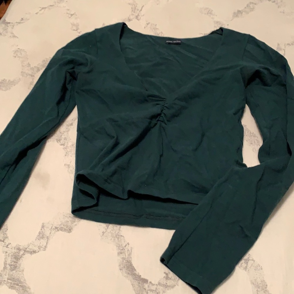 cute forest green long sleeve Gina top from brandy